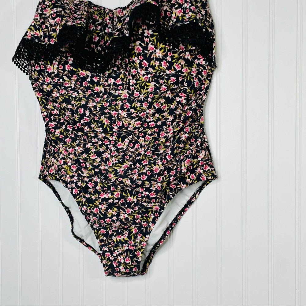 Kona Sol Floral Flounce One Piece Swimsuit - Picture 3 of 7